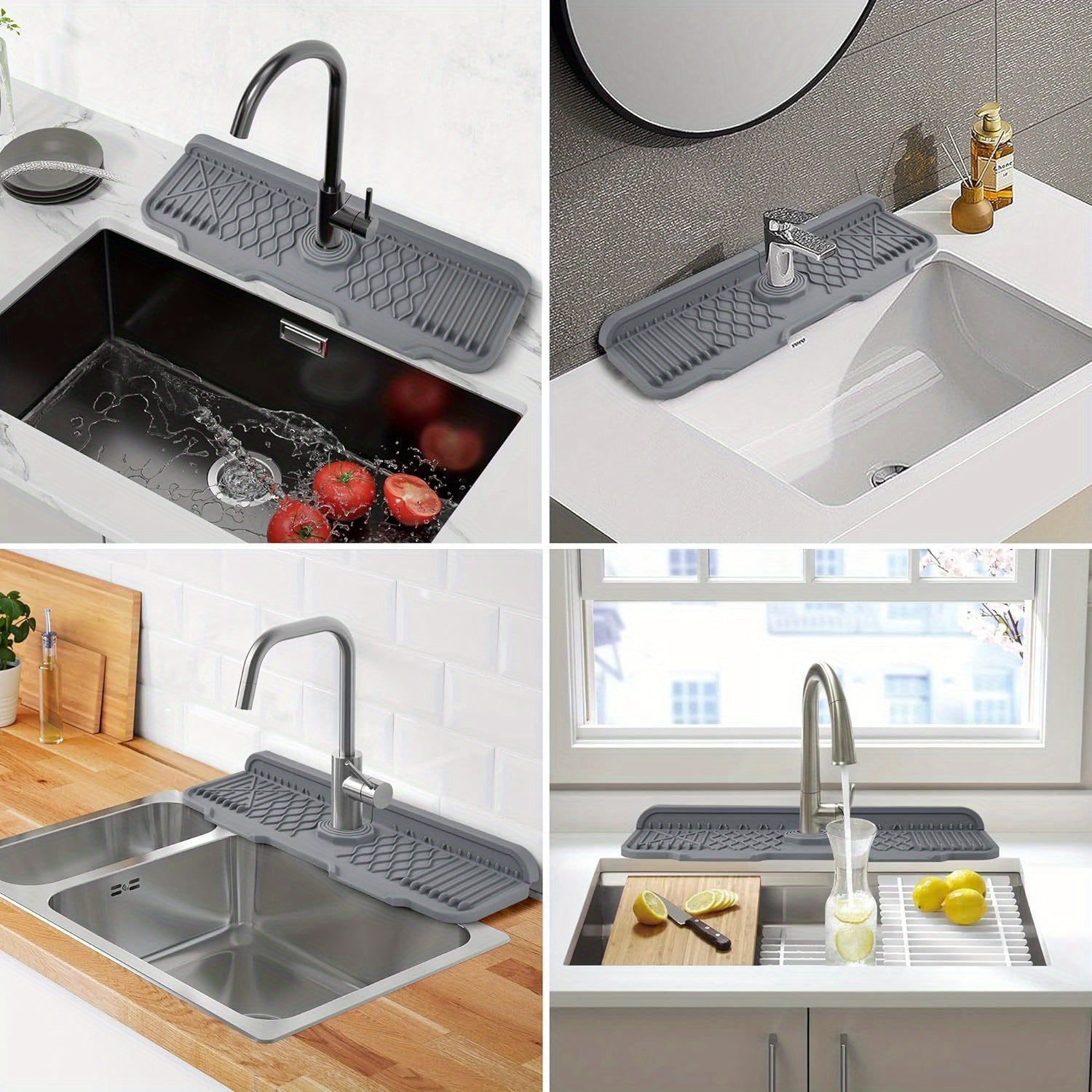 Silicone Sink Mat Non-Slip Anti-Splash Foldable Edge Water Draining 12.95cm