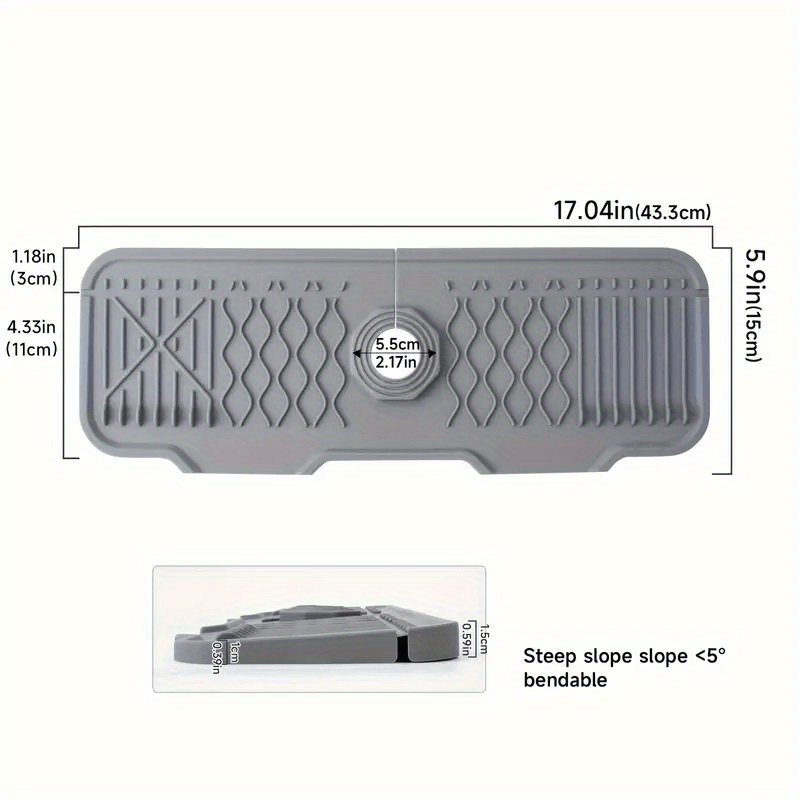 Silicone Sink Mat Non-Slip Anti-Splash Foldable Edge Water Draining 12.95cm