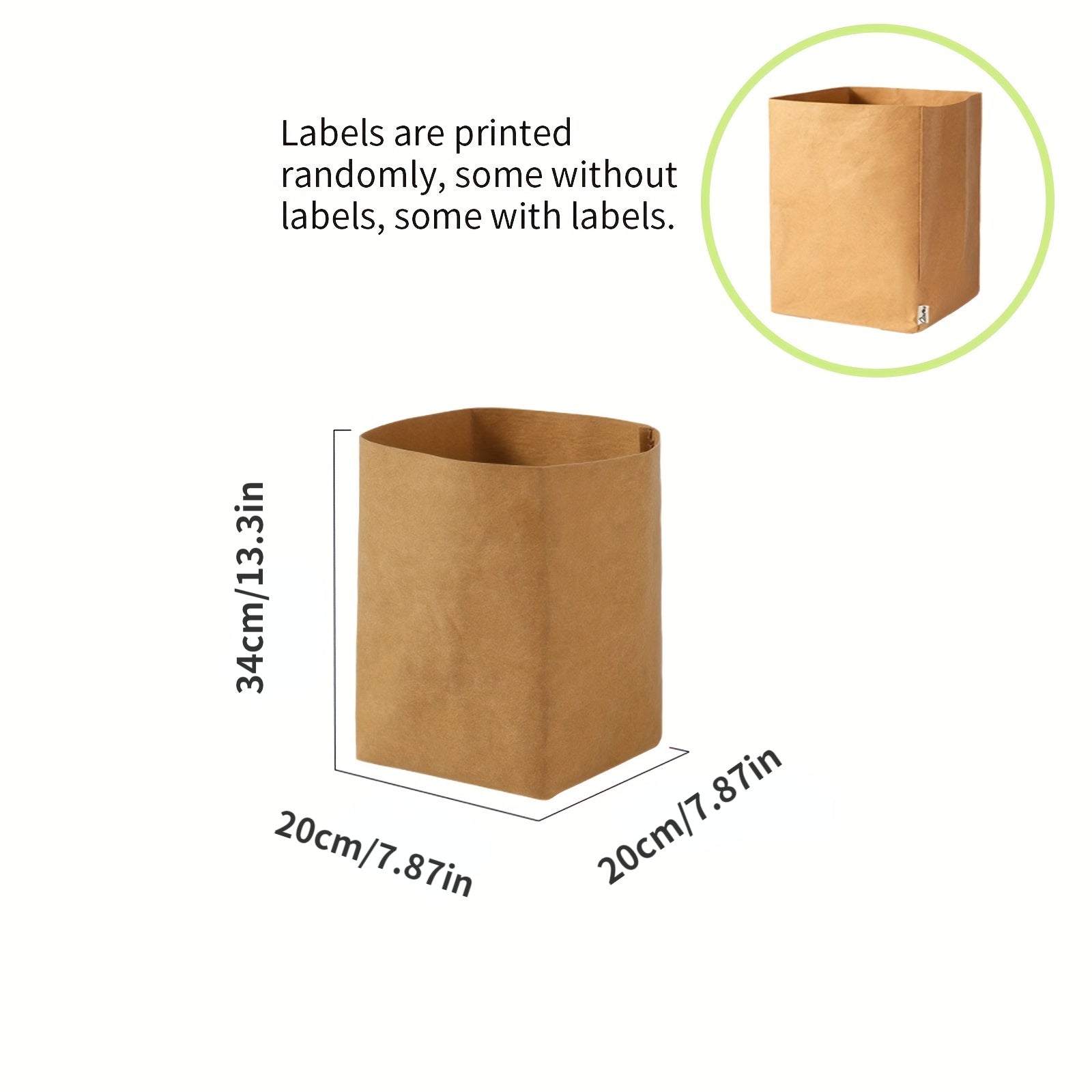 Multipurpose Washable Kraft Paper Storage Bag Eco-Friendly Foldable Organizer for Kitchen and Bathroom