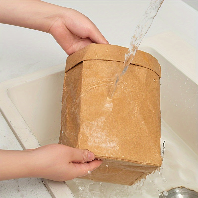 Multipurpose Washable Kraft Paper Storage Bag Eco-Friendly Foldable Organizer for Kitchen and Bathroom