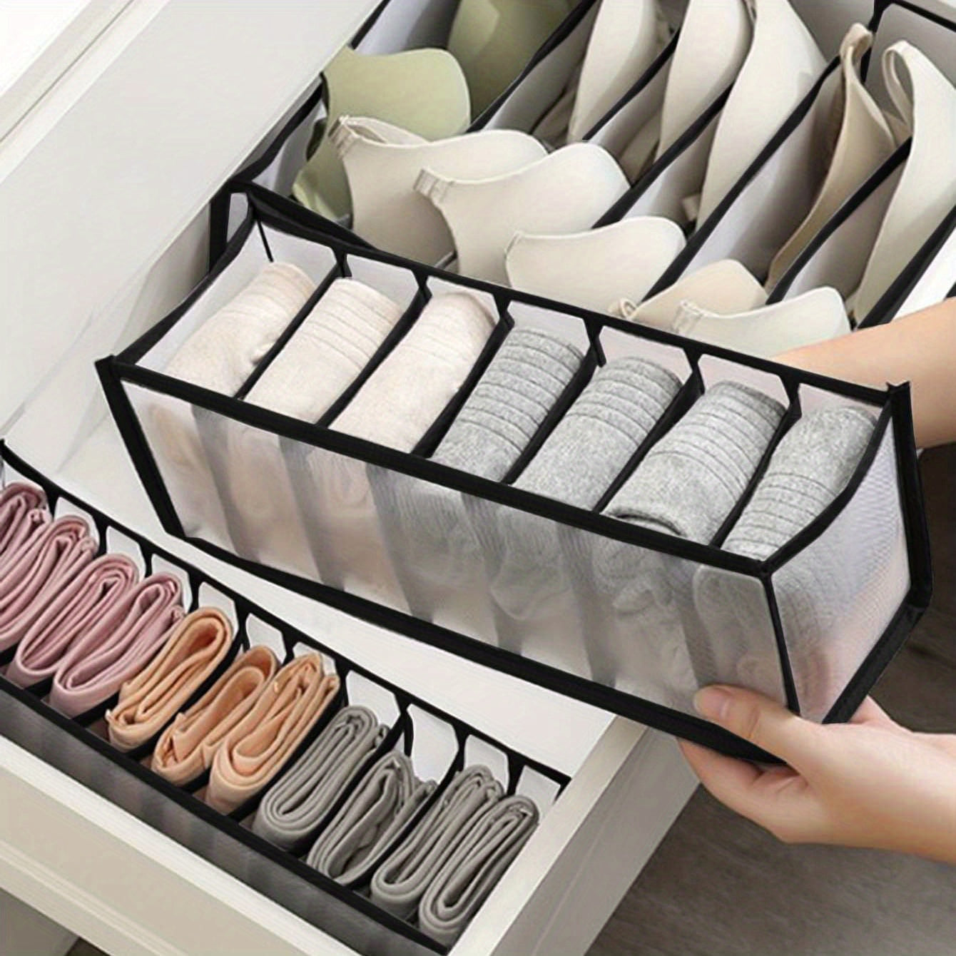 3-Pack Foldable Canvas Drawer Organizer Set for Closet Storage