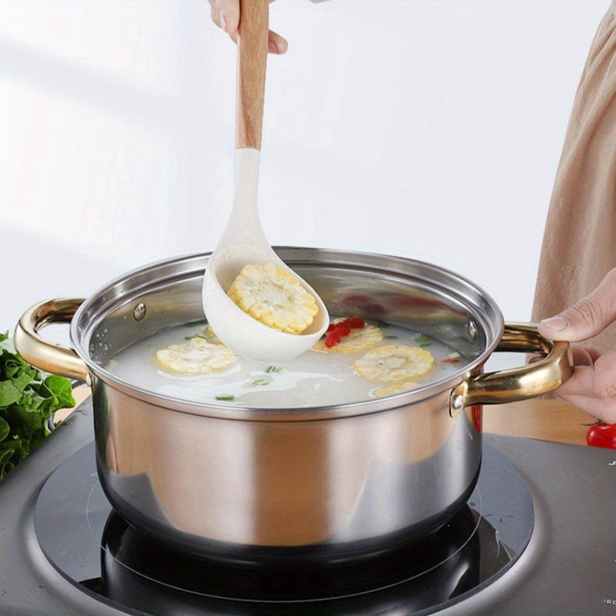 12-Piece Stainless Steel Cookware Set with Golden Handles for Kitchen and Restaurant