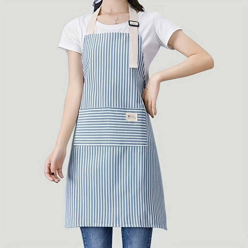 Striped Polyester Apron for Kitchen Cooking and Home Use