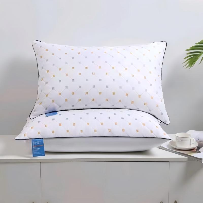 White 3D Pillow Cores with High Neck Support Set 48x76 cm Polyester Geometric Pattern