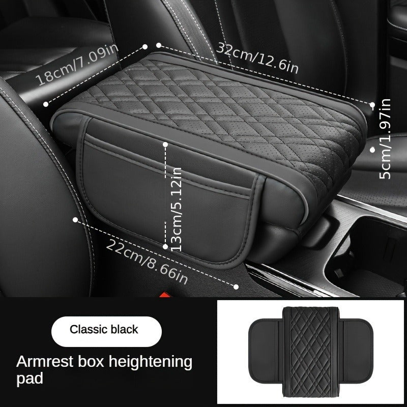 Universal PU Leather Car Center Console Pad with Phone Pocket and Elastic Sponge