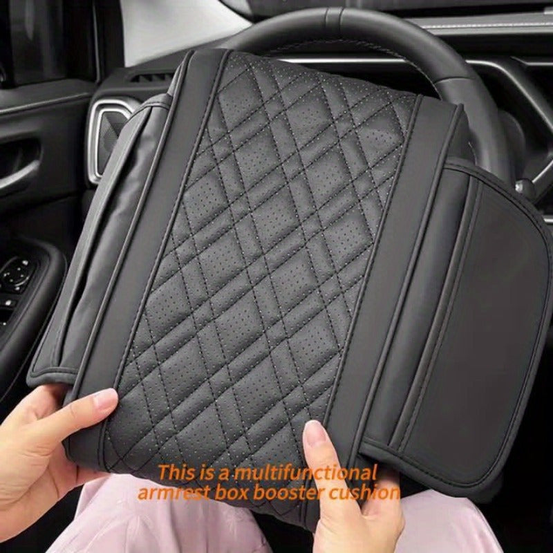 Universal PU Leather Car Center Console Pad with Phone Pocket and Elastic Sponge