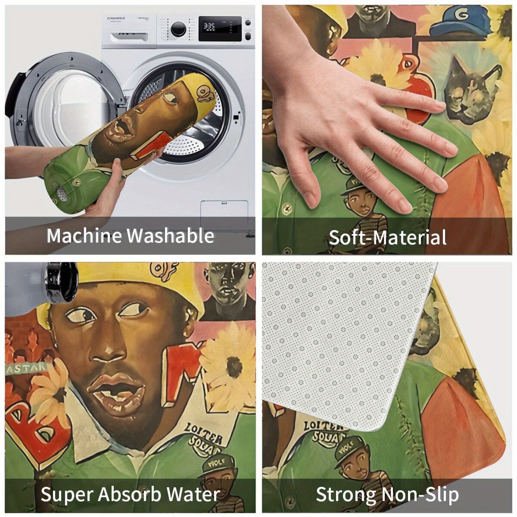 Rojdestvo mavzusidagi vanna matosi, mashina bilan yuviladigan polyester, oshxona va kirish dekoratsiyasi