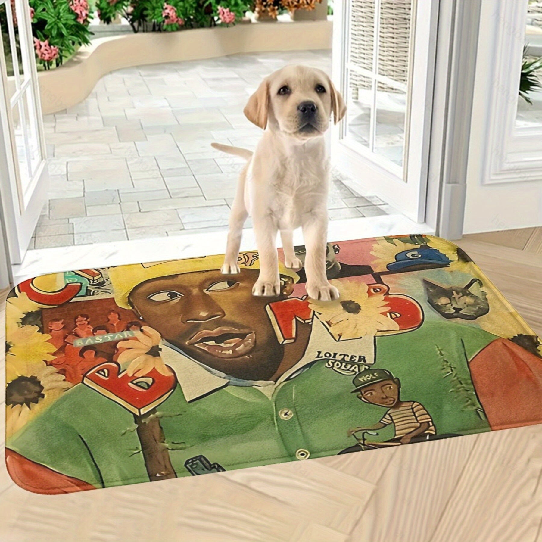 Christmas Themed Bath Mat, Machine Washable Polyester, Kitchen and Entrance Decor