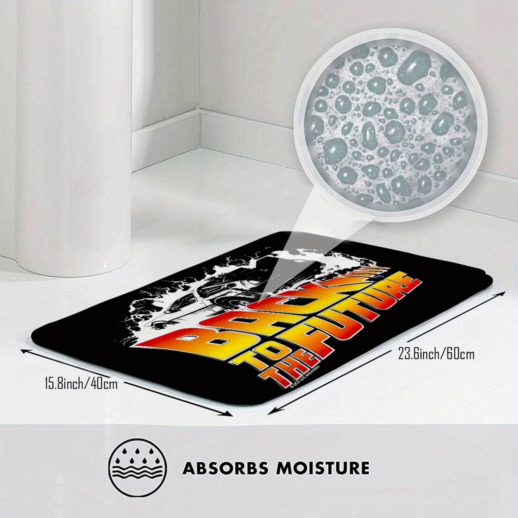 Orqaga kelajak Delorean Doormat Qattiq yopishmaydigan Polyester Toʻgʻri shakldagi Gilam Mashina bilan yuvish mumkin