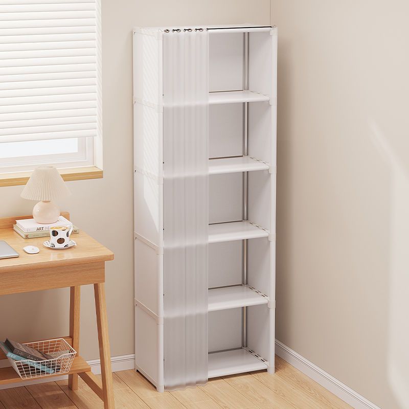 Metal Storage Organizer with 5/6-Tier Open Bookshelf and Dust-Proof Cover for Bedroom Living Room Office
