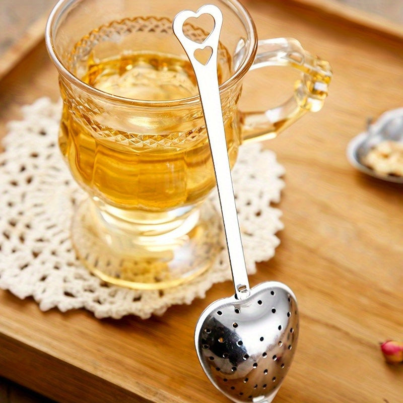 Cucharilla infusora de té de acero inoxidable en forma de corazón para té suelto, hierbas y especias
