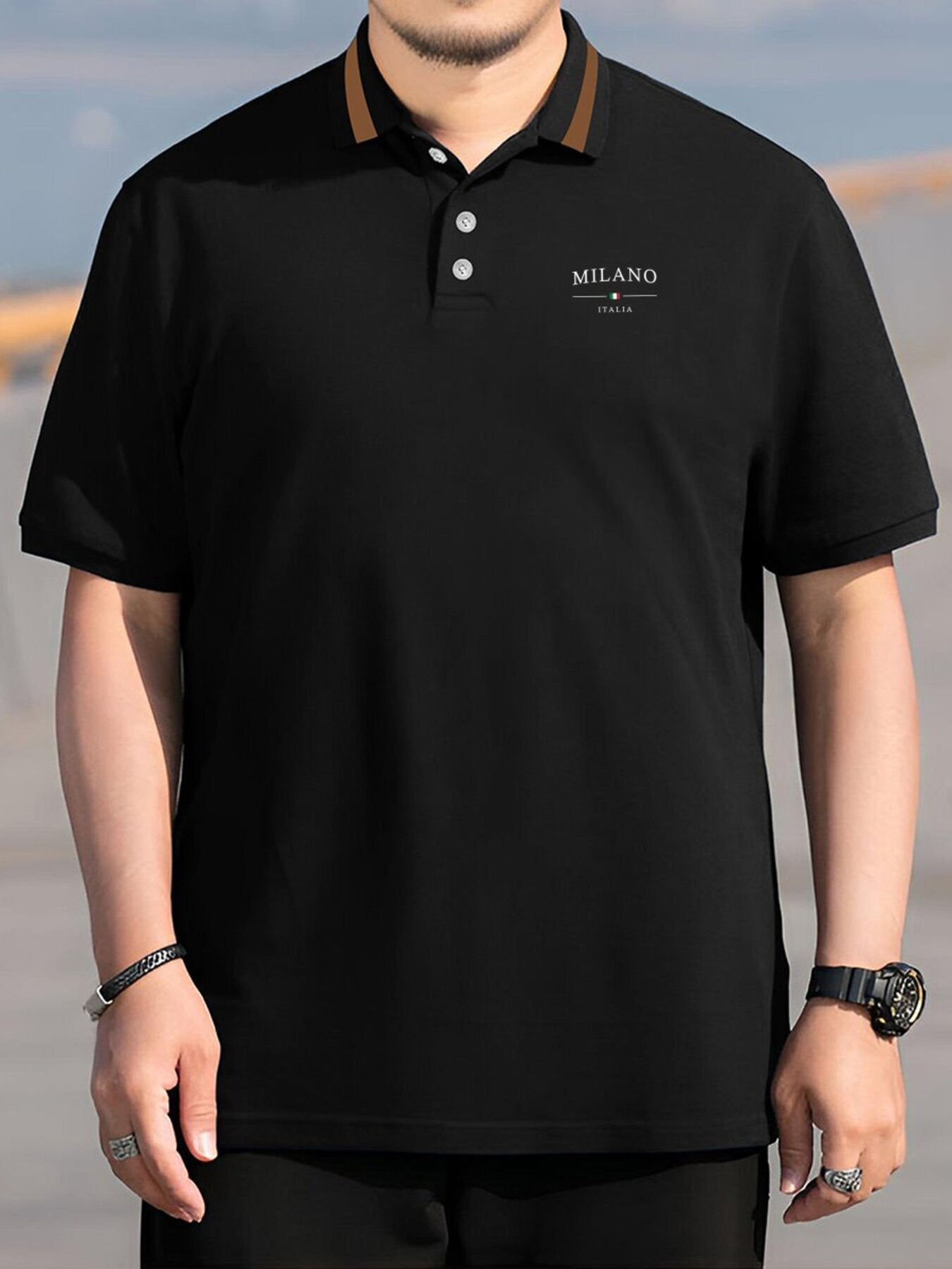 Plus Size Men's Alphabet Pattern Polyester Shirt Short Sleeve Lapel Summer Workwear Regular Fit