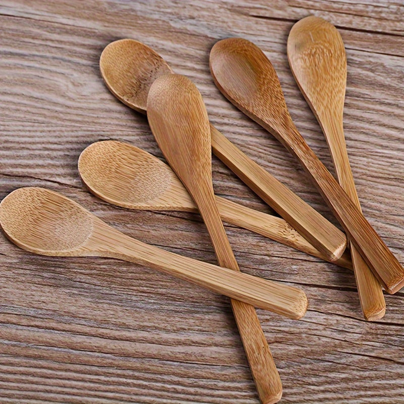 6-Piece Wooden Kitchen Utensil Set with Long Handles for Coffee Honey Ice Cream and Desserts
