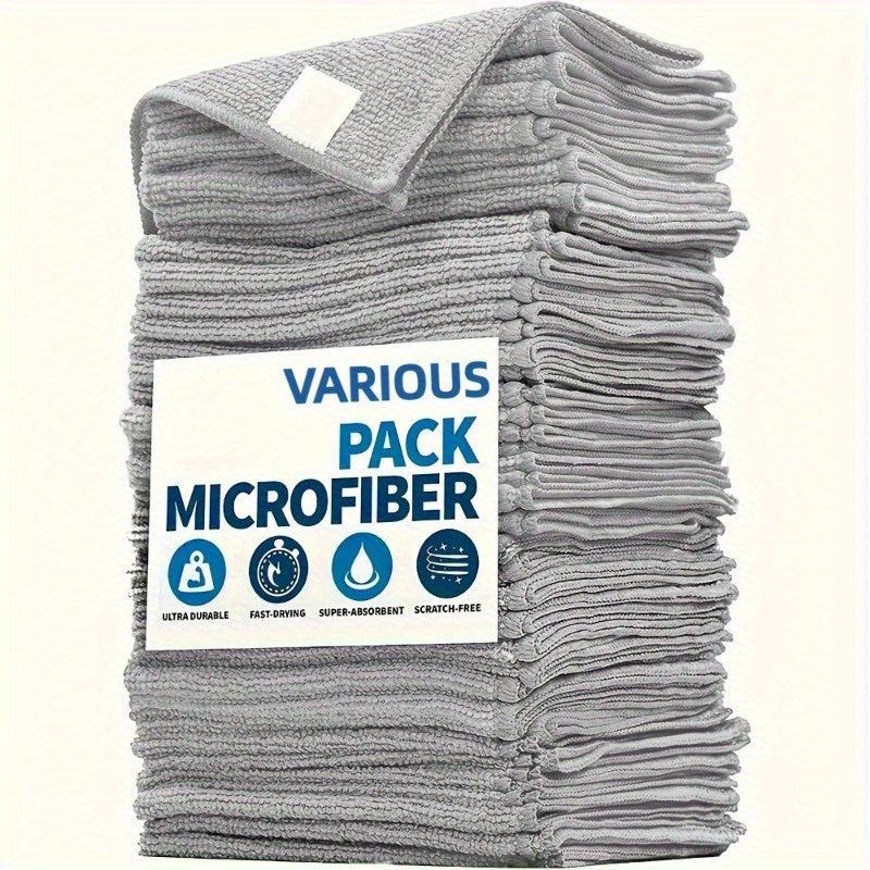 10-Pack Microfiber Car Cleaning Towels Gray, Scratch-Free, Lint-Free