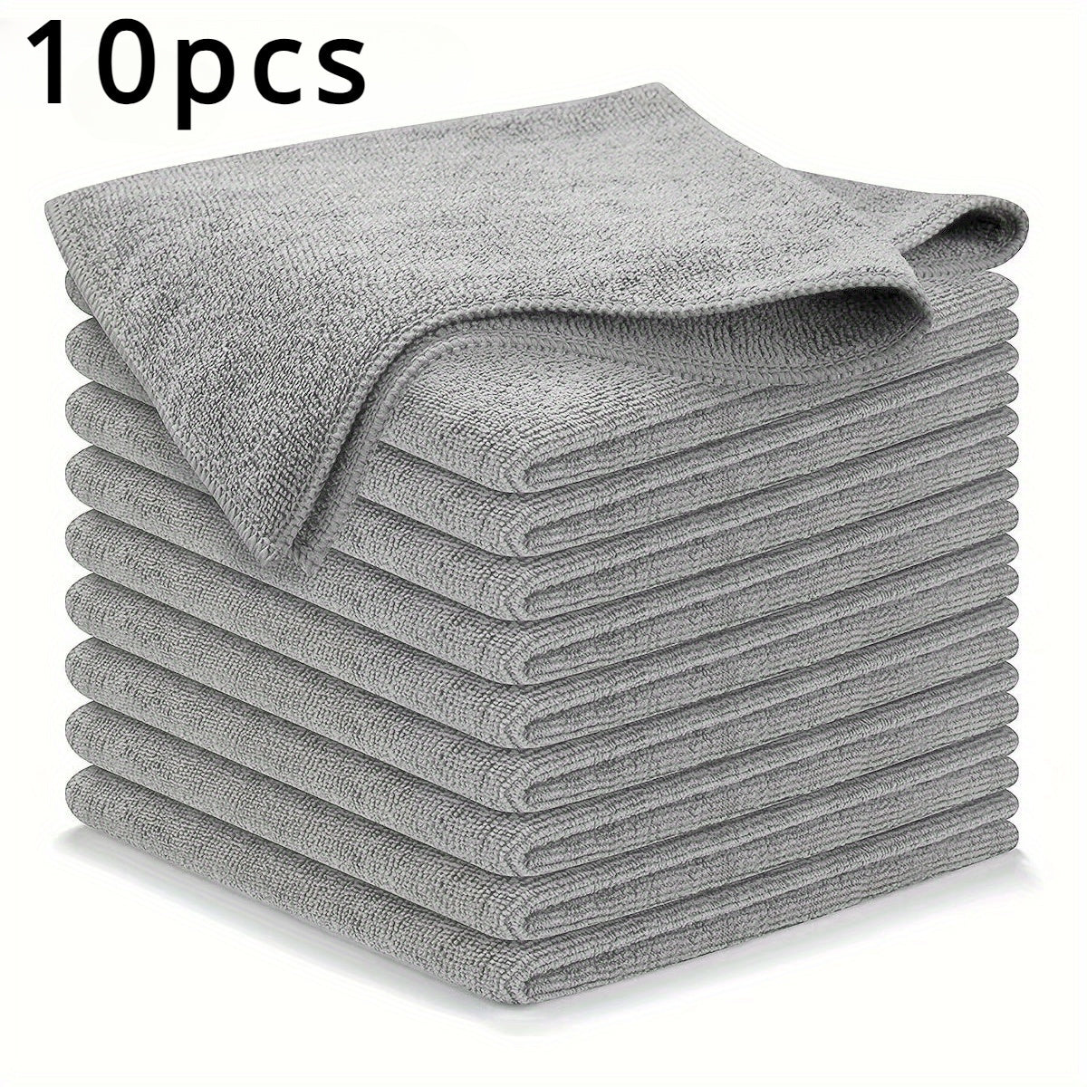 10-Pack Microfiber Car Cleaning Towels Gray, Scratch-Free, Lint-Free