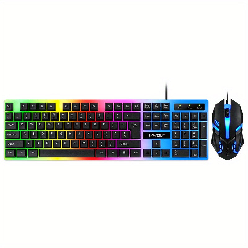Illuminated Wired Gaming and Office Keyboard and Mouse Set