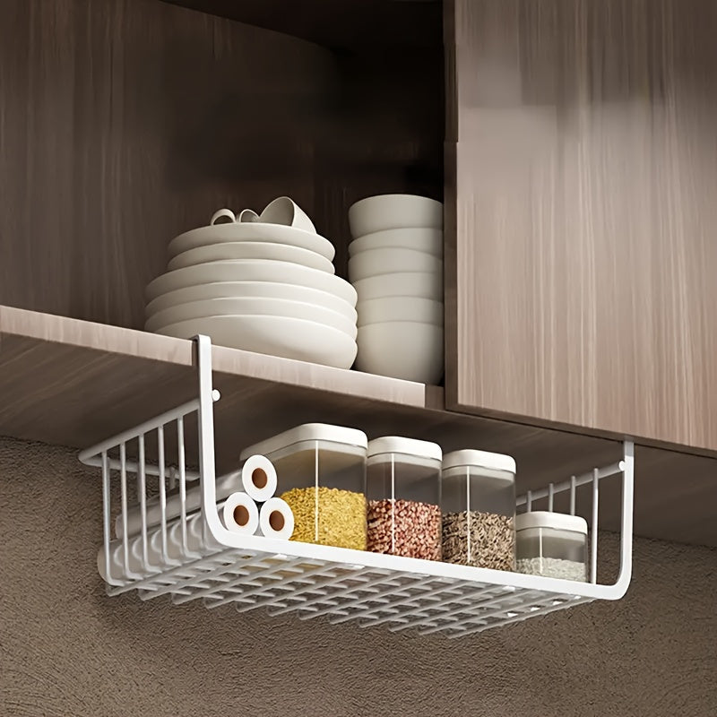 Multipurpose Hanging Kitchen Organizer Under Cabinet Shelf No Drilling Storage