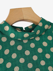 Plus Size Polka Dot Sleeveless Rayon Blend A-Line Tank Top for Summer Casual