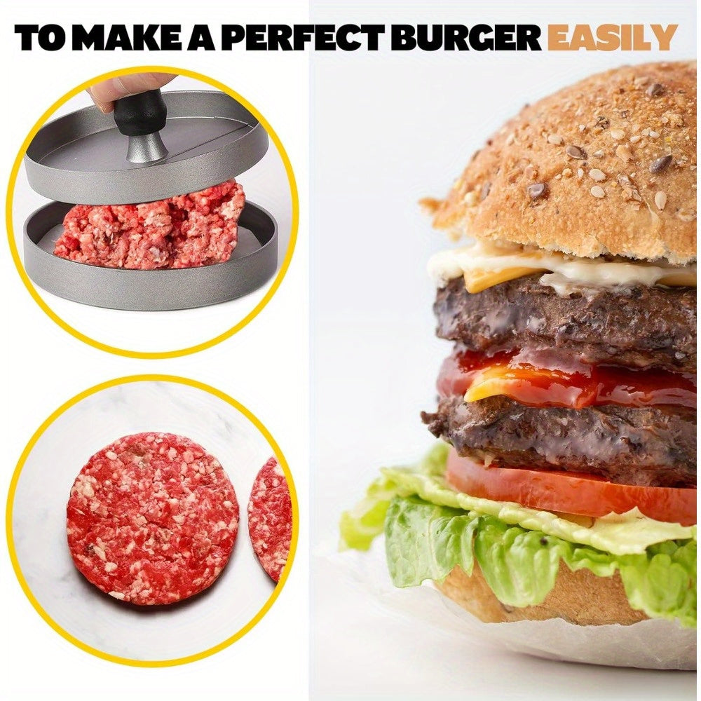 Molde de prensa para hamburguesas de acero inoxidable con mango de madera, antiadherente, para hacer hamburguesas