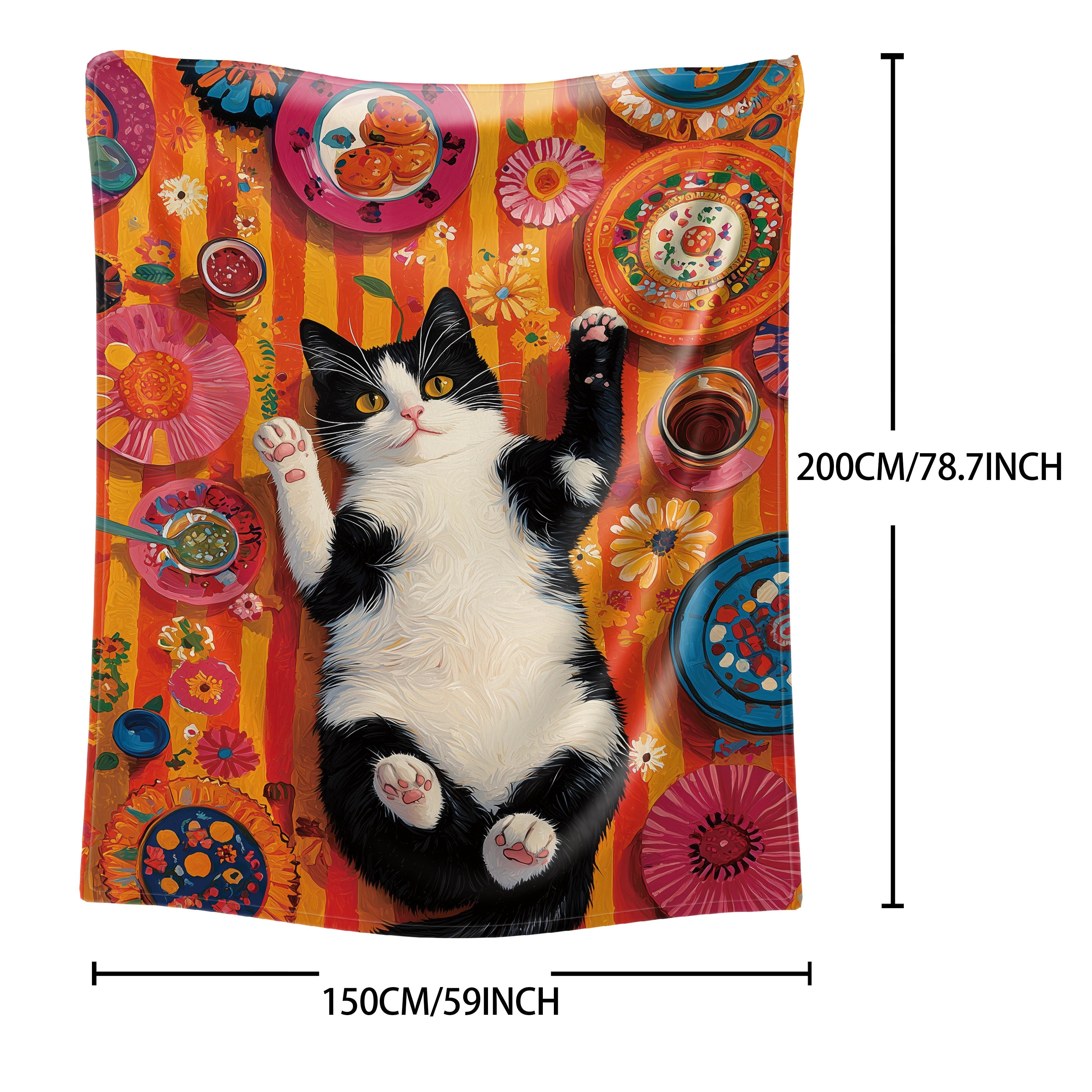 Qora va oq mushuk bosma flanel yostiqchasi polyester, o'rta asr zamonaviy, barcha mavsumlar uchun