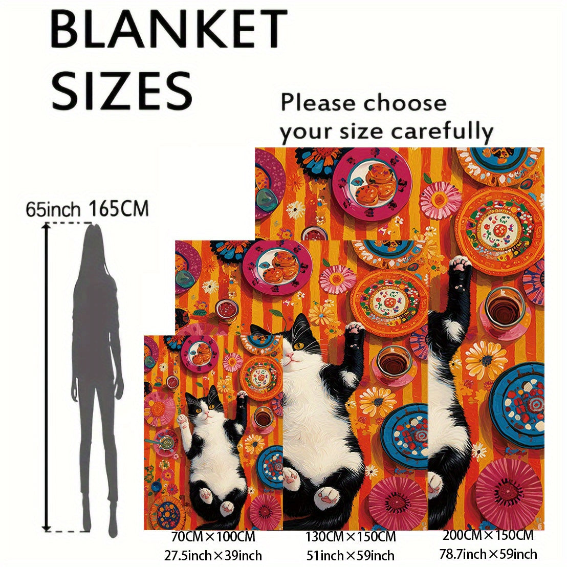 Qora va oq mushuk bosma flanel yostiqchasi polyester, o'rta asr zamonaviy, barcha mavsumlar uchun