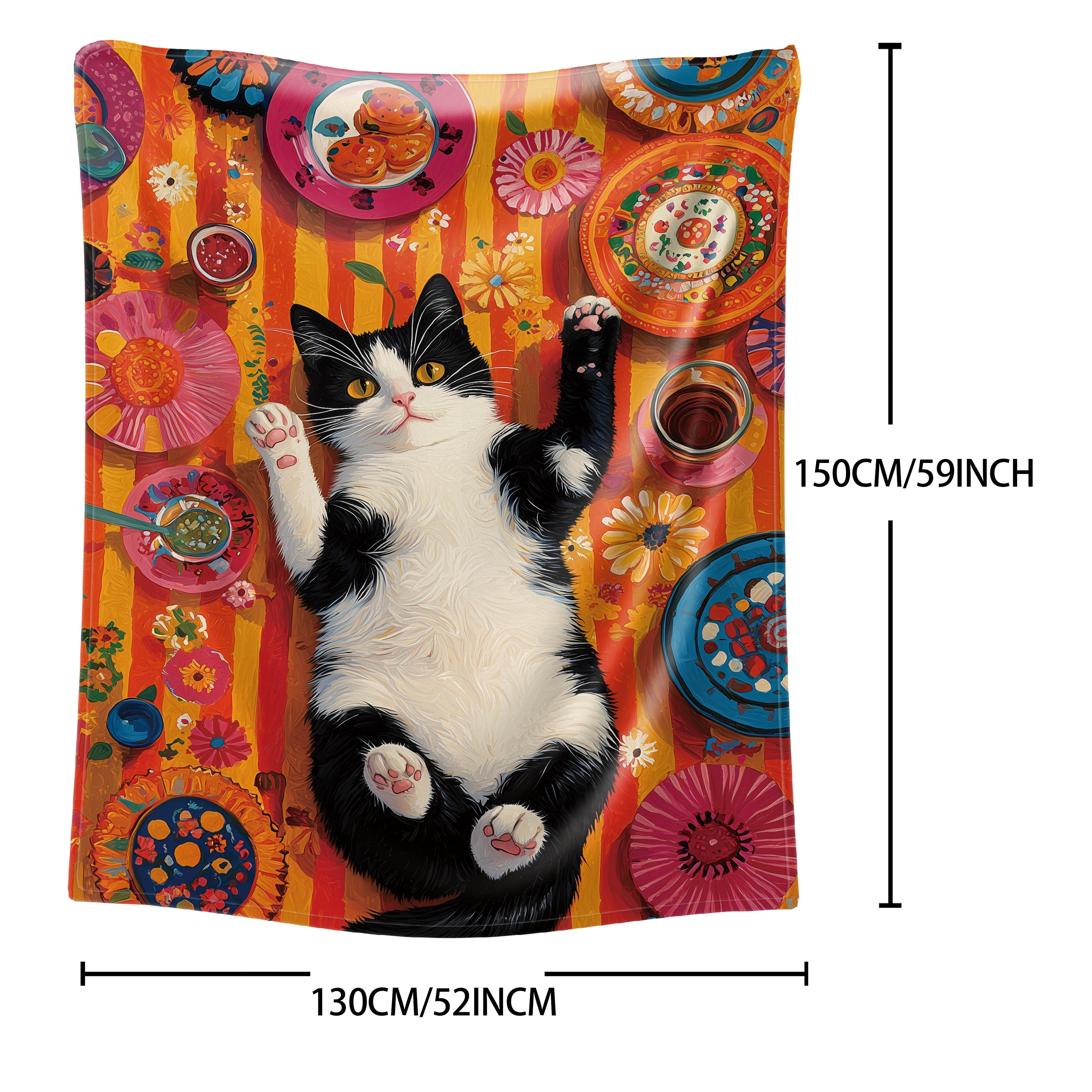 Qora va oq mushuk bosma flanel yostiqchasi polyester, o'rta asr zamonaviy, barcha mavsumlar uchun