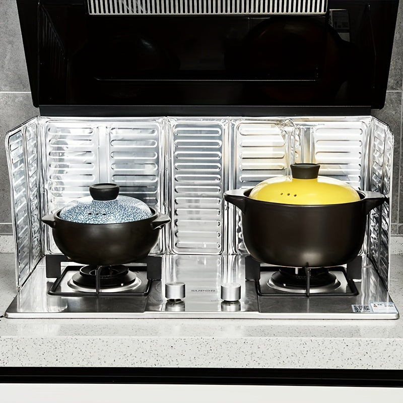 Protector de salpicaduras de cocina de aluminio, escudo anti-salpicaduras plegable para estufas de gas