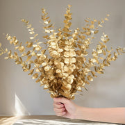 10-Piece Artificial Golden Eucalyptus Stems for Home and Wedding Decor Vase Fillers Tabletop Accents