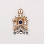 Ayollar uchun zamonaviy kurtka uchun vintage rhinestone qal'a broshli tasellali brosh