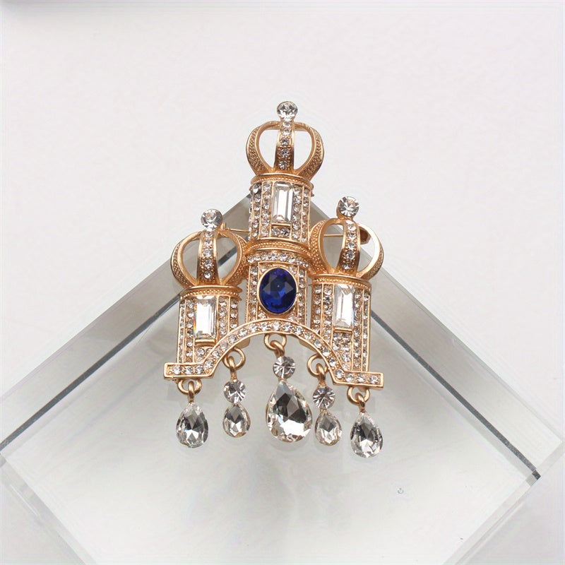 Ayollar uchun zamonaviy kurtka uchun vintage rhinestone qal'a broshli tasellali brosh