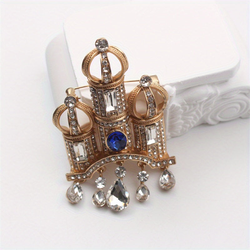 Ayollar uchun zamonaviy kurtka uchun vintage rhinestone qal'a broshli tasellali brosh