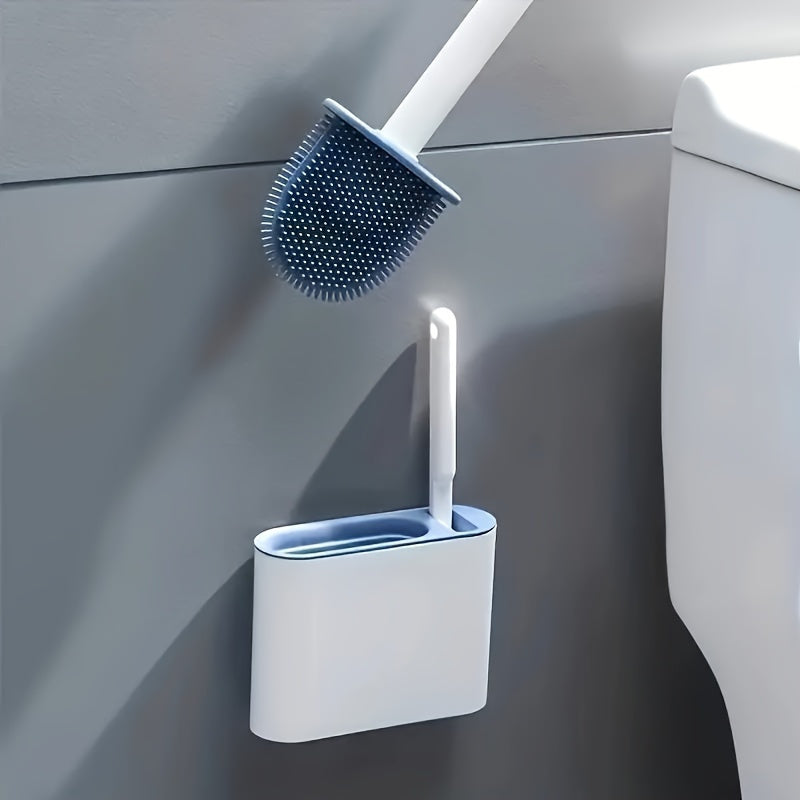 Toilet Cleaning Set with Wall-Mounted Brushes, Soft Bristles, Long and Short Handles