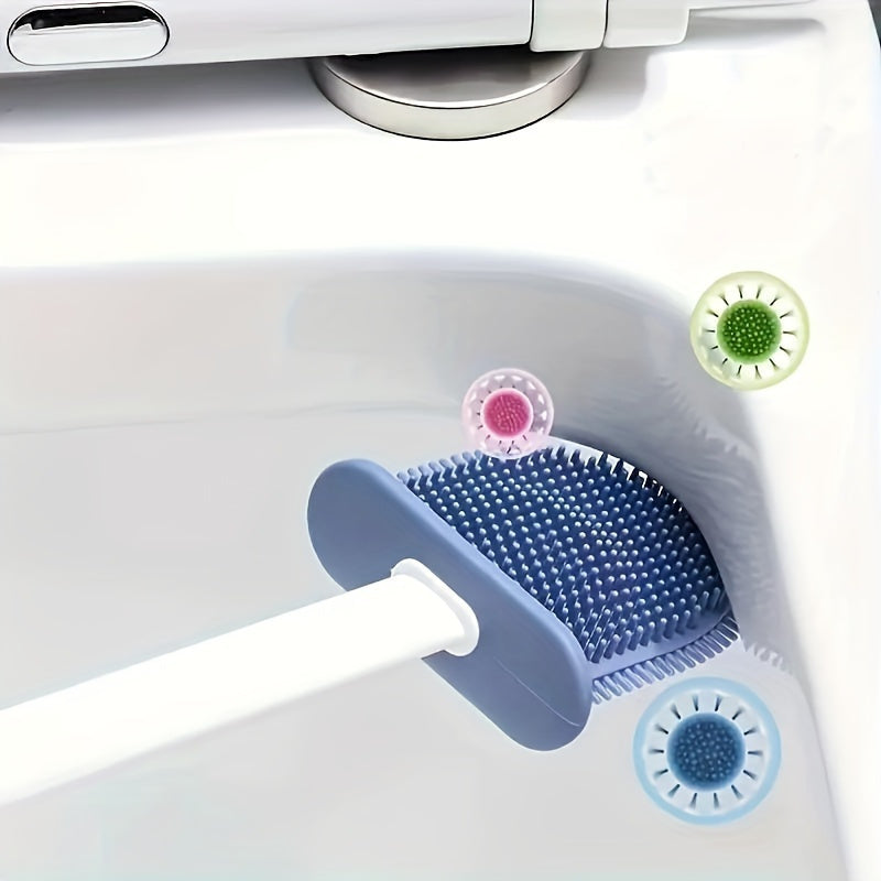 Toilet Cleaning Set with Wall-Mounted Brushes, Soft Bristles, Long and Short Handles