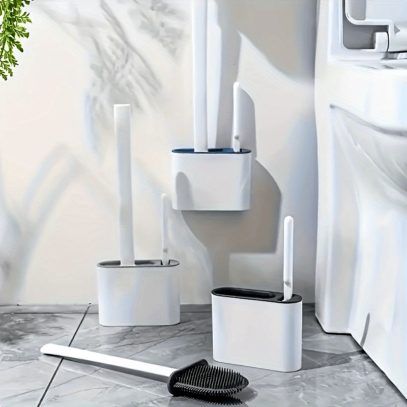 Toilet Cleaning Set with Wall-Mounted Brushes, Soft Bristles, Long and Short Handles