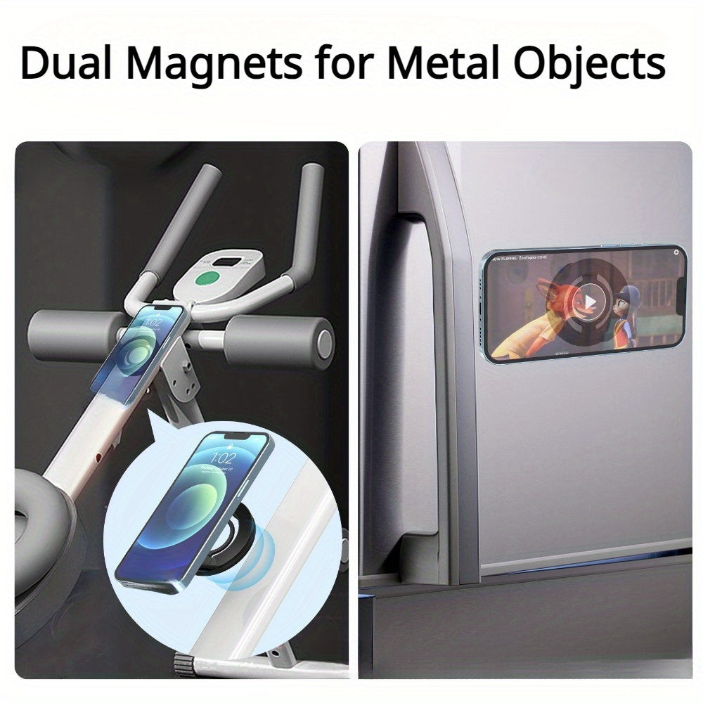 Dual Magnetic Phone Ring Holder with Adjustable Grip and Kickstand for Smartphones