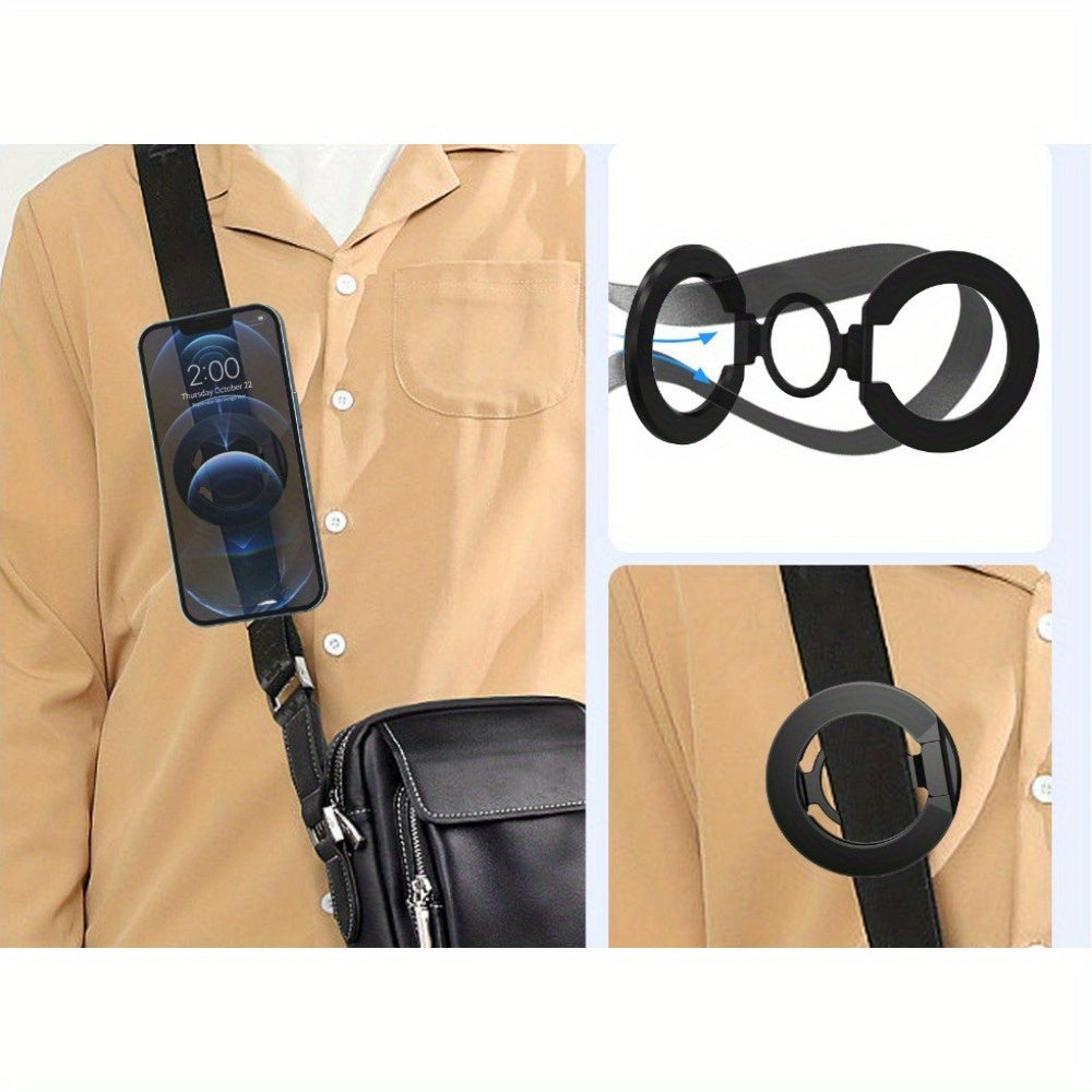 Dual Magnetic Phone Ring Holder with Adjustable Grip and Kickstand for Smartphones