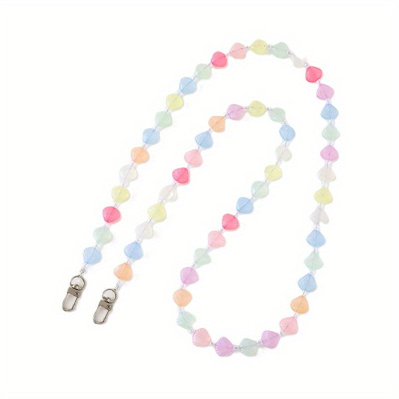 Correa de bolso de diseño con conchas de acrílico con cuentas, charm multicolor y cordón para teléfono móvil