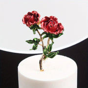 Retro Rose Brooch with Rhinestones and Enamel, Elegant Jewelry Accessory