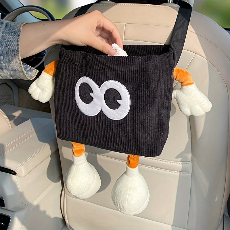 Cubo de basura para interior del coche, portatissues, bolsa de almacenamiento multifuncional de poliéster