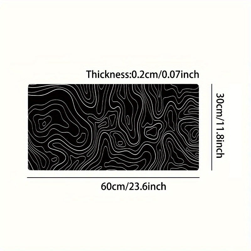 Alfombrilla de ratón topográfica grande negra, impermeable, antideslizante, para juegos y oficina
