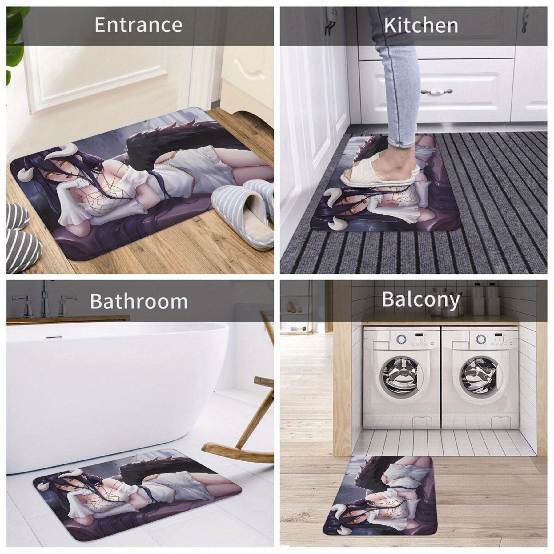Anime Design Polyester Doormat Non-Slip Indoor Carpet for Home Decor