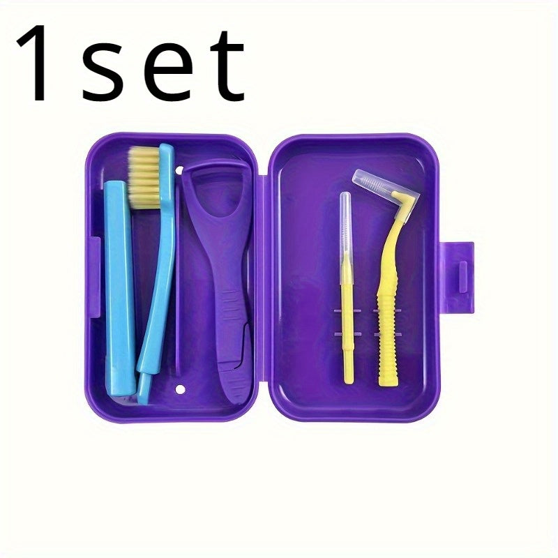 Portable Travel Oral Hygiene Kit with Toothbrush, Interdental Brush, Tongue Scraper