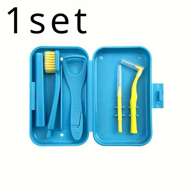 Portable Travel Oral Hygiene Kit with Toothbrush, Interdental Brush, Tongue Scraper