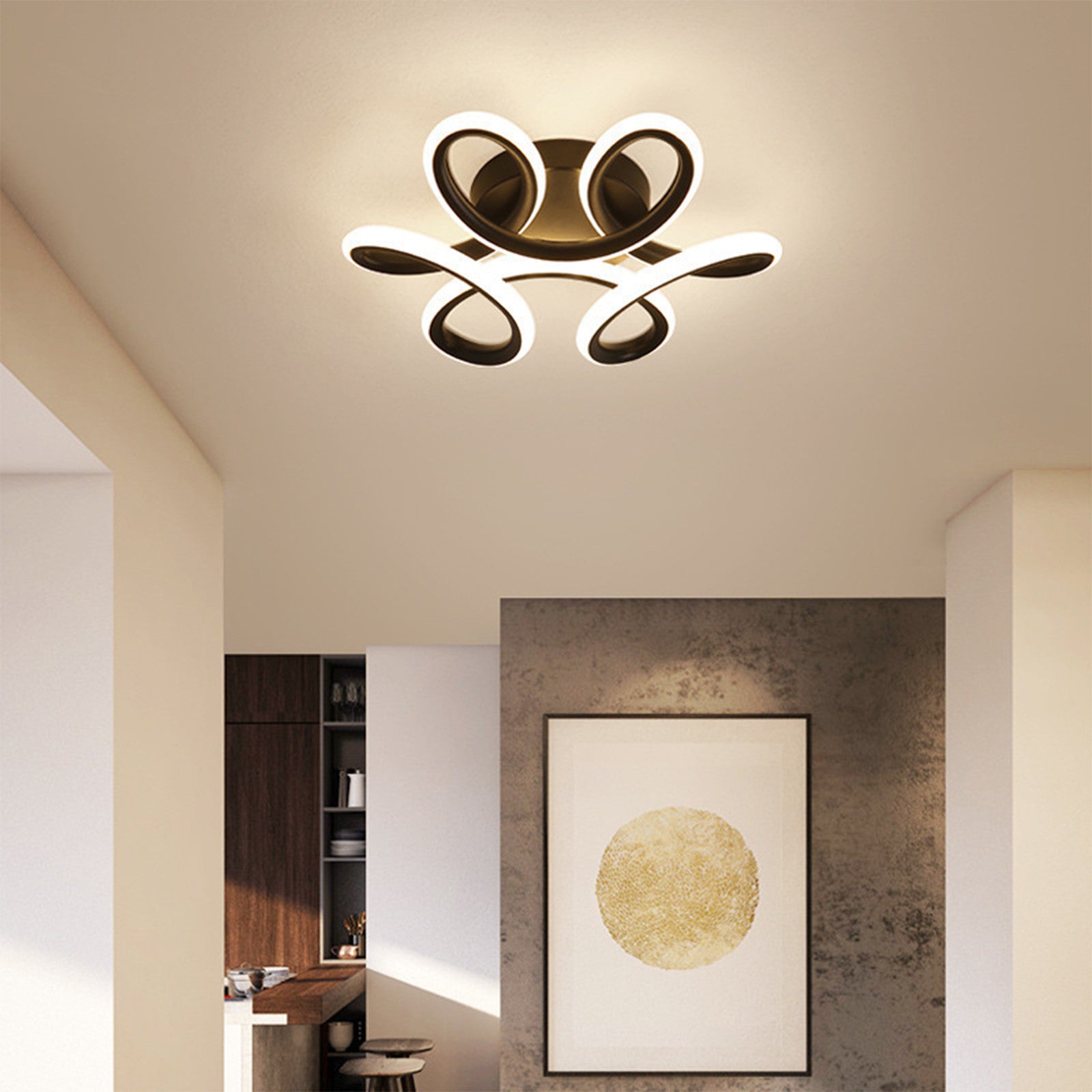 Modern White and Black LED Ceiling Light for Indoor Spaces Kitchen Bedroom Living Room Office