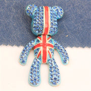 Luxurious UK Union Jack Rhinestone Encrusted Bear Brooch Pin for Clothing Bags Hats