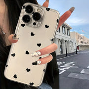 Черный маленький узор любви прозрачный TPU чехол для iPhone