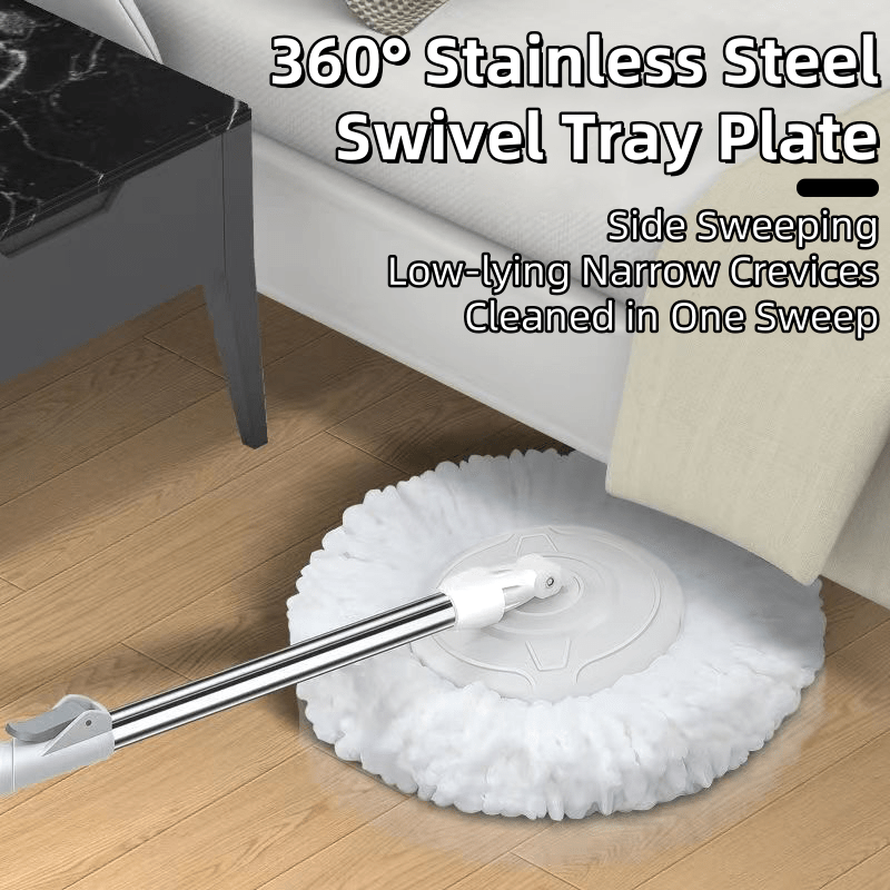 Mustahkam Ikki Harakatli Aylanadigan Mopa va Chelak To'plami - Oson Tozalash uchun 360° Boshli Kuchli Noxush Po'lat Tashqi Qo'l