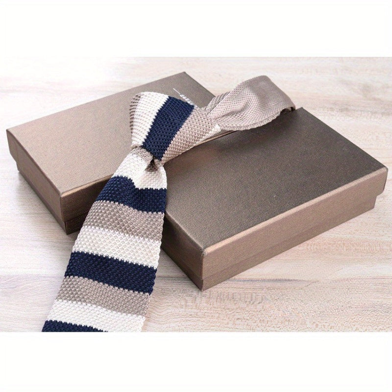 Men's Slim Knit Tie Casual Wear 6cm Wide Polyester British Style