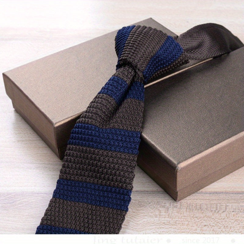 Men's Slim Knit Tie Casual Wear 6cm Wide Polyester British Style