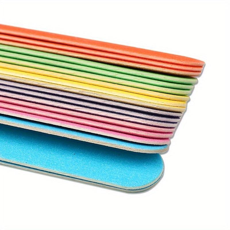 10-Pack Double-Sided Nail Files Wooden Buffers for Manicure and Polishing